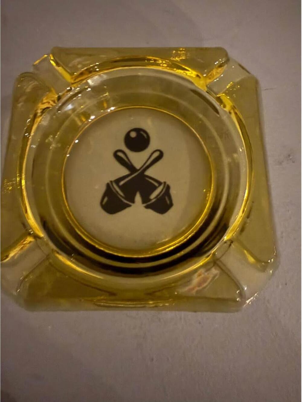 Vintage yellow Bowling Ashtray